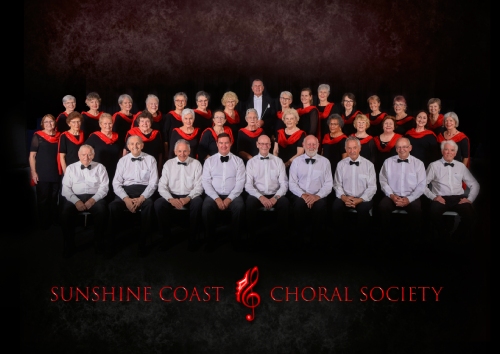 Sunshine Coast Choir Group Photo with red scarves