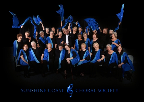 Music Director with female members of the Sunshine Coast Choir QLD - having fun